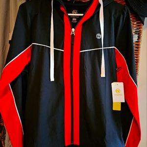 NWT Nautica competition womens small black and red hooded jacket logo on back